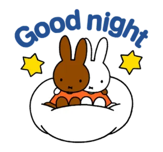 🖤 Miffy Good night Miffy, Bonne nuit, Lapins, Mignon, Étoiles telegram sticker