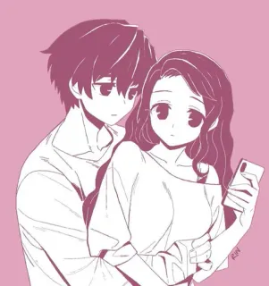 🤗 anime, couple, relationship, hug, cartoon telegram sticker