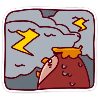 ⚡ Vulkan, Sturm, Blitz, Wetter, Cartoon, Ausbruch whatsapp sticker