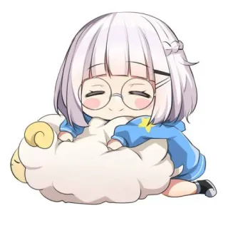 💗 Anime, Chibi, Mignon, Fille, Mouton, Kawaii, Dessin animé telegram sticker