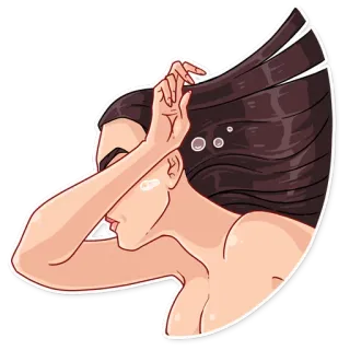 😢 mulher, cabelo, rosto, retrato, adesivo telegram sticker