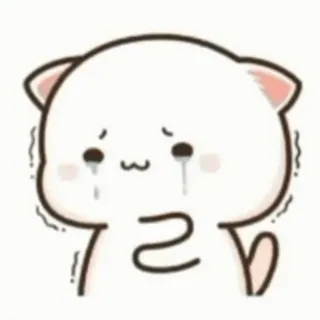 🎈 schattig, huilen, verdrietig, kawaii, perzik kat, emotioneel, cartoon whatsapp sticker