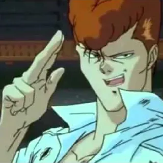 🤙 Kazuma Kuwabara Yu Yu Hakusho Аниме, Кадзума Кувабара, Yu Yu Hakusho, Персонаж, Аниме персонаж, Жест telegram sticker
