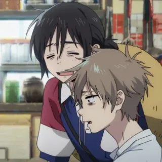 🥥 anime, cansado, amigos, dibujos animados, enfermo telegram sticker