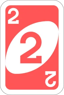 2️⃣ Uno, kaartspel, nummer, rood, twee telegram sticker