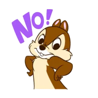 😮 Chip NO! ardilla listada, Disney, dibujos animados, no, enfadado, negación telegram sticker