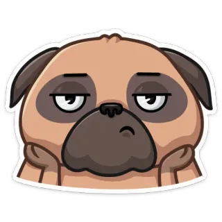 😑 pug, dog, pet, animal, cartoon, sticker, bored, cute telegram sticker