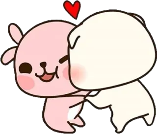 ❤️ cartoon, animal, love, hug, heart, affection, cute, bunny telegram sticker