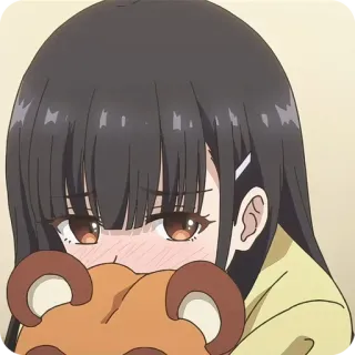 🥺 动漫, 女孩, 可爱, 棕色头发, 女学生, 卡通 telegram sticker