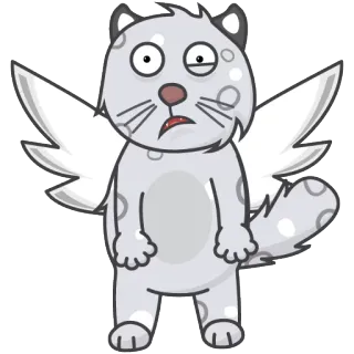 😳 cat, wings, cartoon, sticker, animal, funny telegram sticker