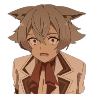 😰 anime, mèo trai, khóc, lo lắng, đồng phục học sinh telegram sticker