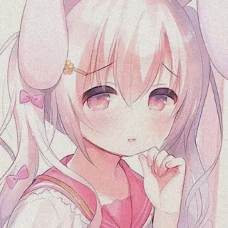 🍬 动漫女孩, 兔耳朵, 卡哇伊, 可爱, 粉色, 漫画, 女孩, 角色 telegram sticker