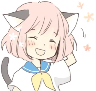 ☺️ garota gato, anime, kawaii, fofa, garota, feliz telegram sticker
