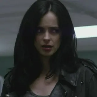 🥀 Jessica Jones donna, capelli scuri, giacca di pelle, serie tv, Marvel telegram sticker