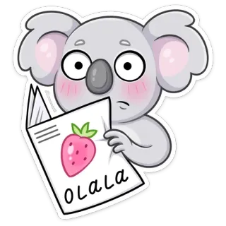😳 OLALA коала, клубника, милый, животное, каваи, мультфильм telegram sticker