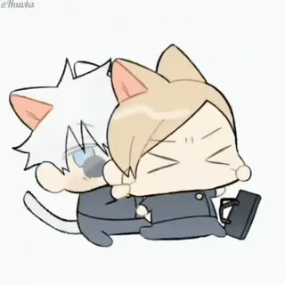 ❤️ Anime, Kat, Chibi, Kantoor, Kawaii, Schattig, Illustratie telegram sticker