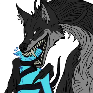 👅 wolf, monster, predator, prey, cartoon, vore, horror telegram sticker