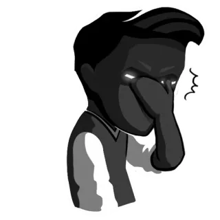 😒 gesto, dibujo animado, blanco y negro, silueta, expresión telegram sticker