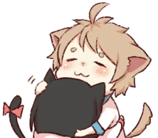 ❤️ Anime, Katze, Süß, Kawaii, Cartoon, Umarmung telegram sticker