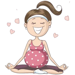 🧘‍♀ беременная, женщина, мультфильм, йога, медитация, сердце, розовый telegram sticker