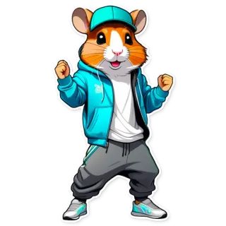 🤘 criceto, cartone animato, animale, carino, animale domestico, adesivo telegram sticker