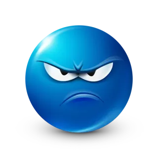 ☹️ emoji, enojado, azul, dibujo animado, cara, molesto whatsapp sticker
