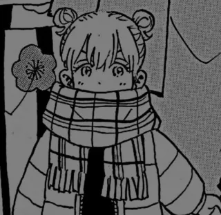 🌙 漫画, 动漫, 女孩, 围巾, 冬天, 可爱 telegram sticker