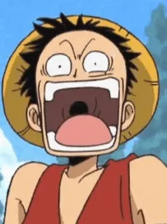 🤌 Monkey D. Luffy One Piece Anime, One Piece, Monkey D. Luffy, Kreskówka, Śmieszna mina, Podekscytowany whatsapp sticker