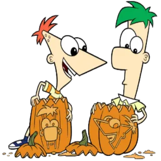 🗣 Phineas and Ferb Phineas, Ferb, Disney, Cartoon, Kürbis, Halloween telegram sticker