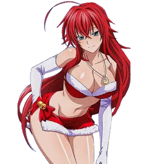 🎄 anime, cabelo ruivo, sexy, mulher, natal, papai noel telegram sticker