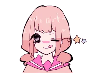😜 Anime, Cartoon, Süß, Rosa, Mädchen, Kawaii, Sterne whatsapp sticker