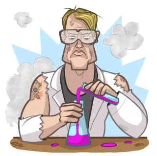 🤯 wetenschapper, chemie, laboratorium, experiment, beker, wetenschap, onderzoek telegram sticker