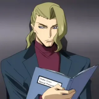 🧩 Osaka Crisis Special Present Аниме, Мужчина, Блондин, Серьезный, Документ telegram sticker