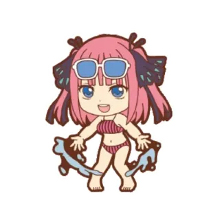 💜 Anime, Chibi, Kartun, Baju renang, Kacamata hitam, Lucu whatsapp sticker