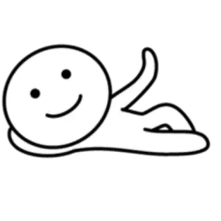 🙂 cartoon, cute, sticker, simple, minimalist, lying down whatsapp sticker