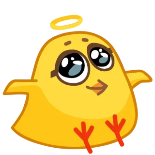 😇 süß, entzückend, Cartoon, Vogel, gelb, Engel, kawaii whatsapp sticker