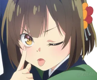 😜 @Y2LAB Anime, Mädchen, Zwinkern, Süß telegram sticker