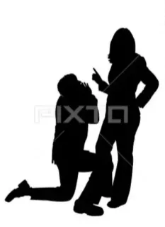 😌 Silhouet, Knielend, Autoriteit, Onderwerping, Relatie telegram sticker