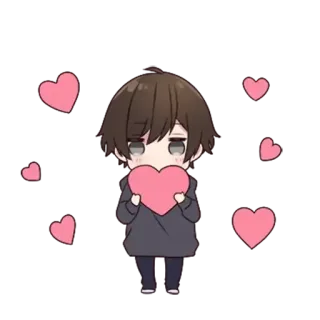 💜 anime, heart, love, cute, boy, kawaii telegram sticker