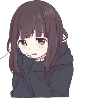 😰 fille anime, pleure, triste, émotionnel, kawaii, manga, mignon telegram sticker