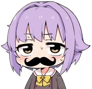 😐 anime, cartoon, sticker, moustache telegram sticker