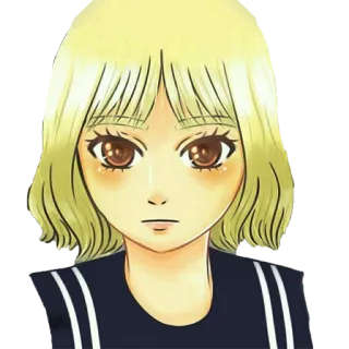 😐 Аниме девушка, Манга, Портрет, Светлые волосы, Школьная форма telegram sticker