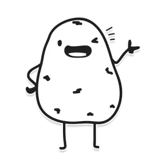 😜 patata, cartone animato, carino, kawaii, verdura, personaggio, divertente whatsapp sticker