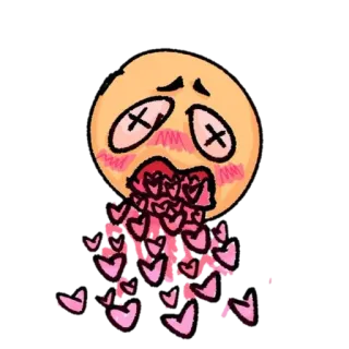 😵 Emoji, Herzen, Liebe, Krank, Ausdruck, Cartoon, Tot telegram sticker