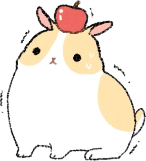 🍎 Hase, Kaninchen, Apfel, niedlich, Tier, Cartoon telegram sticker