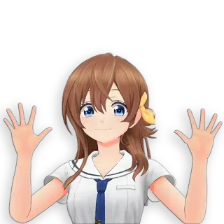 🙌 Garota anime, Fofa, Uniforme escolar, Amigável, Acenando whatsapp sticker