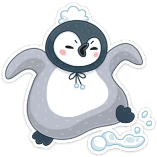 😡 пингвин, зима, снег, милый, животное, мультфильм, птица whatsapp sticker