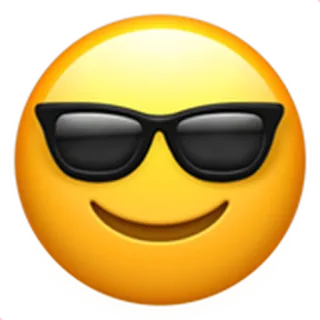 😎 이모지, 선글라스, 멋짐, 웃음, 노란색 telegram sticker