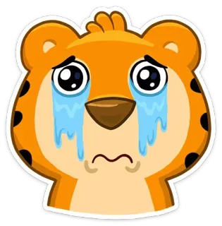 😢 Dessin animé, Emoji, Tigre, Pleurs, Triste, Émotionnel, Animal telegram sticker