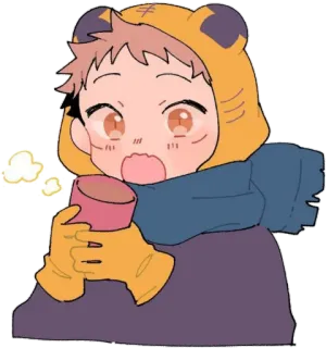 🥶 Мультфильм, Аниме, Милый, Зима, Напиток, Ребенок telegram sticker